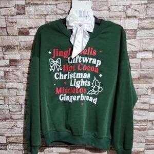 La Glow Brand New Set Of 3 Green Christmas Sweatshirt with Festive Print